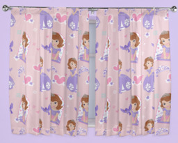 "66""x54"" Curtains Sofia The First Academy Hearts Flower Mia Bird Crown"