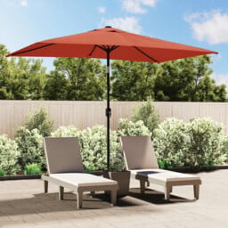 Garden Parasol 300x200x252cm Terracotta Polyester Steel Pole Crank