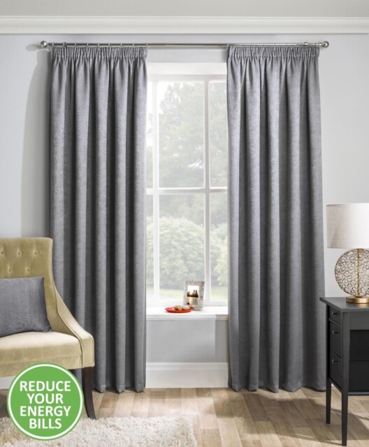 Enhanced Living Matrix Thermal, Noise Reducing Dimout Grey Curtains