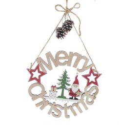 Festive 20cm Wooden Laser Cut Merry Christmas Disc P036260