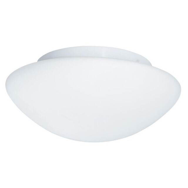 White Bathroom Modern Round Flush Light With Opal Glass Shade 280mm