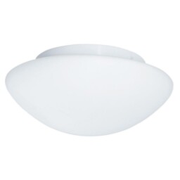 White Bathroom Modern Round Flush Light With Opal Glass Shade 280mm