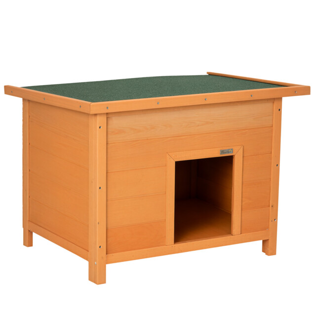 Pawhut 82cm Elevated Dog Kennel Wooden Pet House Outdoor With Open Top
