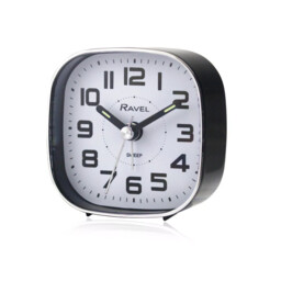 Black Petite Bedside Quartz Alarm Clock Ravel Rc038 Silent Sweep Beep