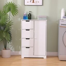 Bathroom 4-drawer + Door Cabinet Bedroom Nursery Storage Dresser