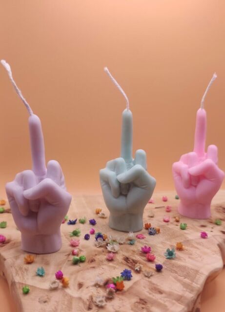 Middle Finger Candle Funny Gift Handmade Vegan Soy Image 6middle