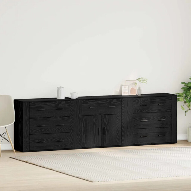 Sideboard Black Oak 240 X 33 X 70 Cm Engineered Wood Vidaxl