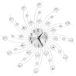 Wall Clock Silver 50 Cm Aluminium Frame Stylish Acrylic Bead Large
