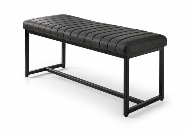 Julian Bowen Soho Antique Black Faux Leather Rectangular Bench