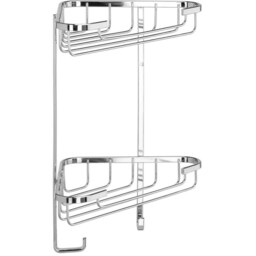Croydex Small Two Tier Corner Chrome Shower Caddy Max Load 5kg
