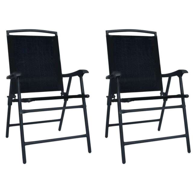 Folding Garden Chairs 2 Pcs Texilene Black Vidaxl