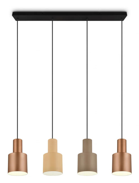Ceiling Light Black Agudo 4 Bar Matt Taupe Fawn & Coffee Trio
