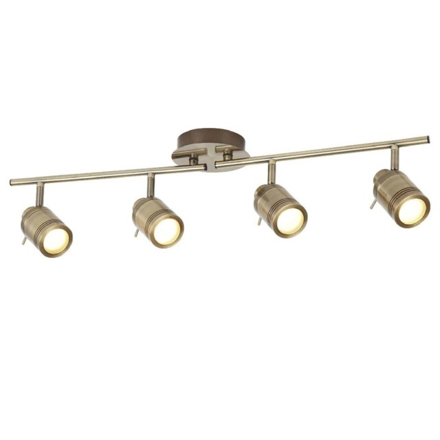 Antique Brass Bathroom Vintage 4 Lamp Split Bar Ceiling Spotlight Ip44