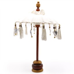 Balinese Handcrafted Ornamental Casual Parasol Natural Canvas 40cm Uk