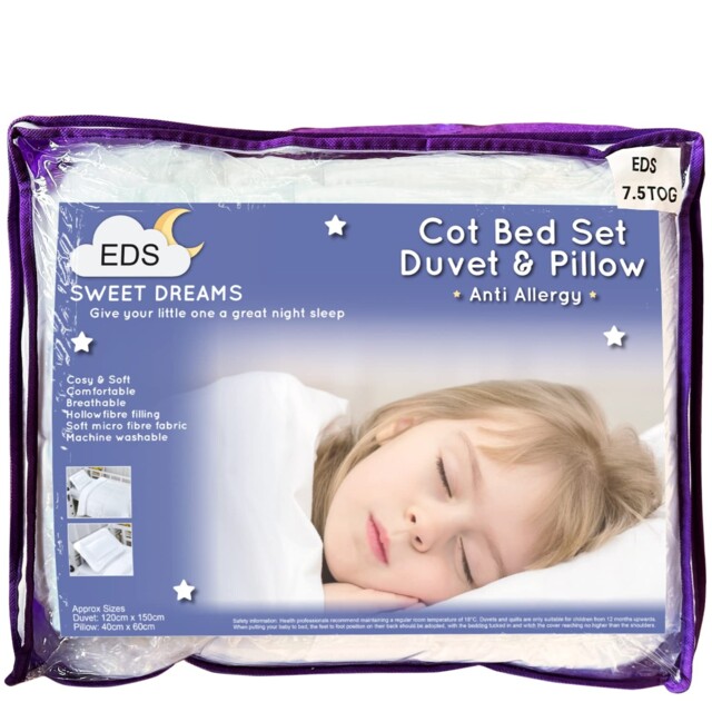 Eds Baby Cot Bed Duvet 7.5 Tog Anti-allergy Set Quilted 2pc 7 .5 Tog,