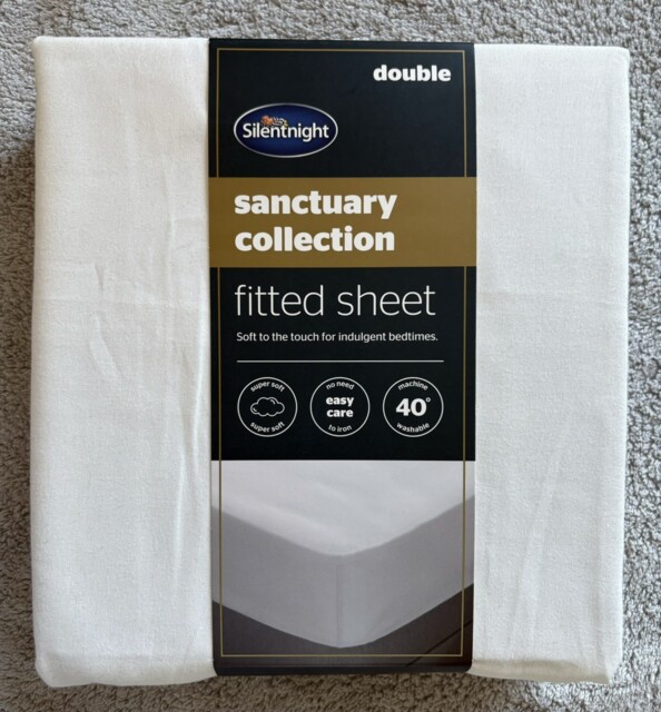 Silentnight Double 135 X 190cm Cream White Fitted Sheet Easy Care