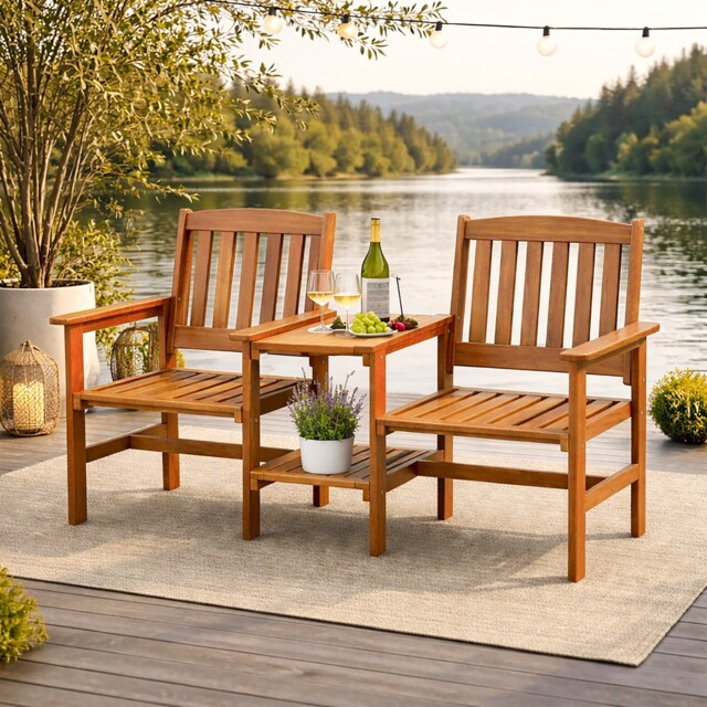 Wooden Bench Love Seat Corner Table Jack And Jill Wooden Companion Set