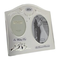 Two Tone Silverplated 60th Diamond Wedding 9 L X 9 H Inches, Silver