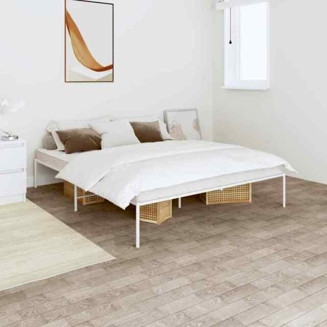 Metal Bed Frame White 160x200 Cm Vidaxl