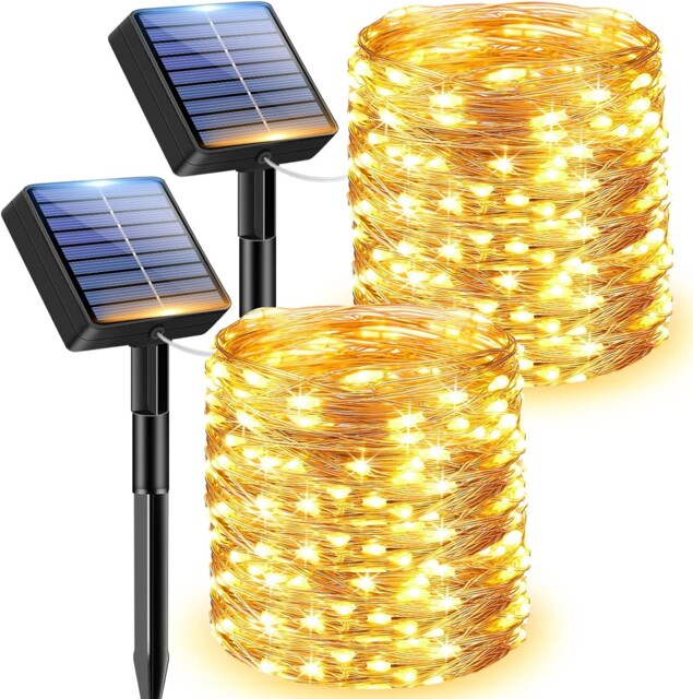 Solar Fairy Lights Outdoor 2 Pack 80ft Copper Wire 240 Led 8 Modes