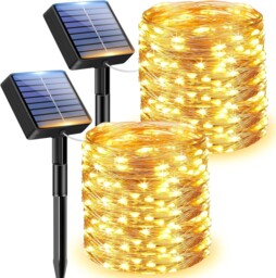 Solar Fairy Lights Outdoor 2 Pack 80ft Copper Wire 240 Led 8 Modes