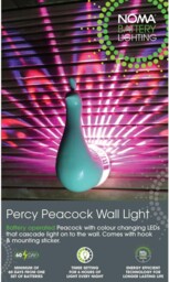 Noma Percy Peacock Wall Light, 20 Cm, Battery Operated (pack Of 1)