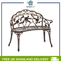 Garden Bench Porch Park Seat Vintage Rose Style Cast Aluminium