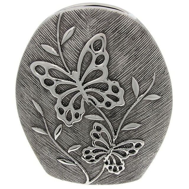Gunmetal Butterfly Modern Round Edge Vase Ceramic Vase