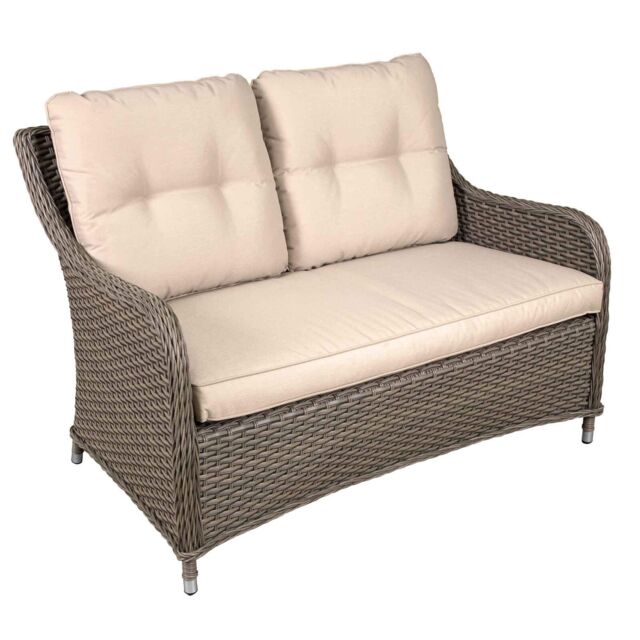 Garden 2-seater Sofa/lounger With Cushion, Chester Rattan - Brown