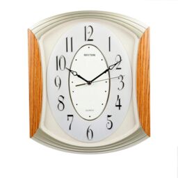 Rhythm Wood Effect And Gold Quartz Wall Clock With Silent Sweep