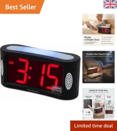 Stylish Digital Alarm Clock With Jumbo Red Digits - Perfect For Kids &