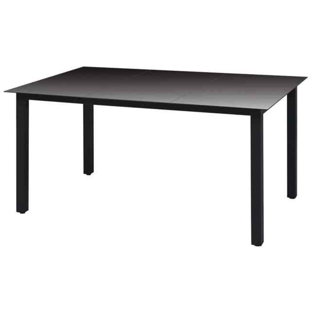 Garden Table Black 150x90x74 Cm Aluminium And Glass Vidaxl