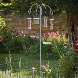Garden Bird Feeding Station Feeder Outdoor 4 Arms Water Dish Seed Nut