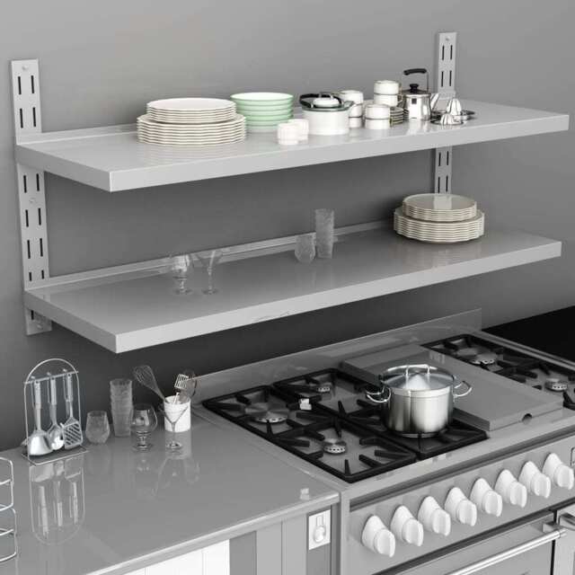 2-tier Floating Wall Shelf Stainless Steel 150x30 Cm Vidaxl