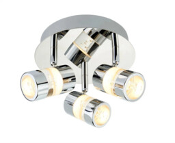 Bathroom Light Silver Bubbles Led 3 Spot Plate Ip44 Chrome Searchlight