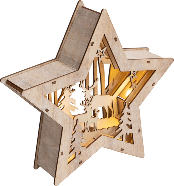 Home Wooden Festive Christmas Battery Operated Led Light Up Star