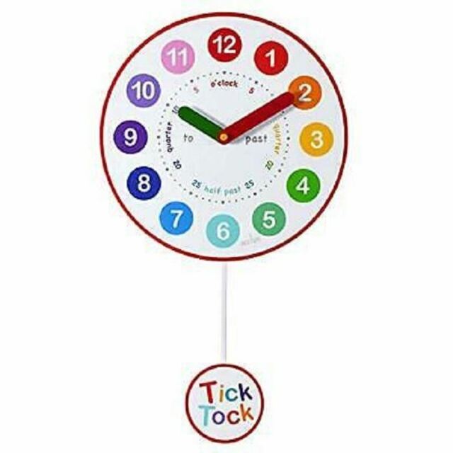 Acctim Tick-tock Round Wall Mounted Learning Pendulum Fun School Clock
