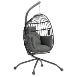 Hanging Egg Chair Outdoor Indoor Garden Swing Chair W/ Folding Basket