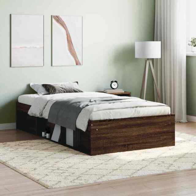 Bed Frame Brown Oak 90x190 Cm Single Vidaxl