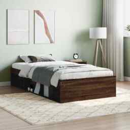 Bed Frame Brown Oak 90x190 Cm Single Vidaxl