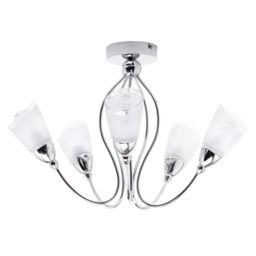Litecraft Ibru Ceiling Light Semi Flush 5 Arm With Frosted Glass