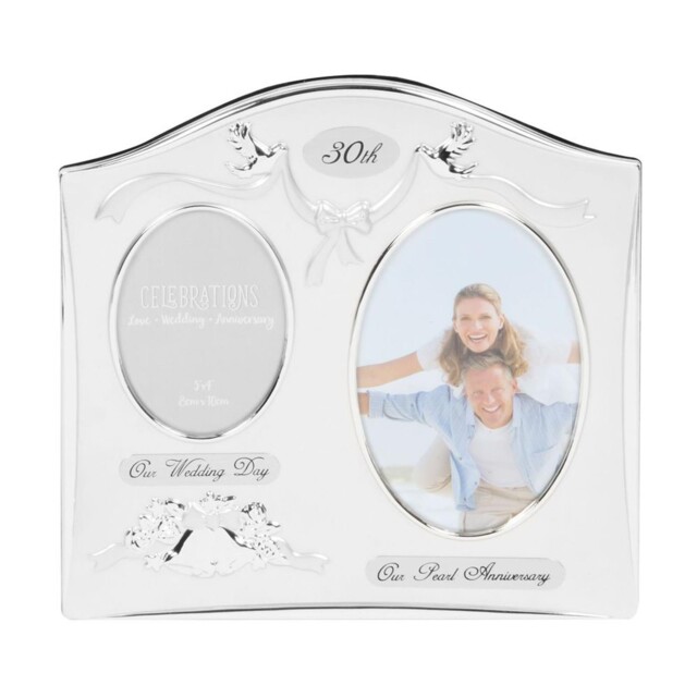 30th Anniversary Photo Frame Pearl Wedding Dual Pictures Then Now Gift