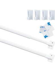 2pcs Net Curtain Rods Extendable Curtain Rod With 6pcs Plastic Sticky