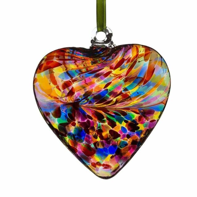 Sienna Glass Multicoloured Friendship Heart Hanging Ornament Handmade