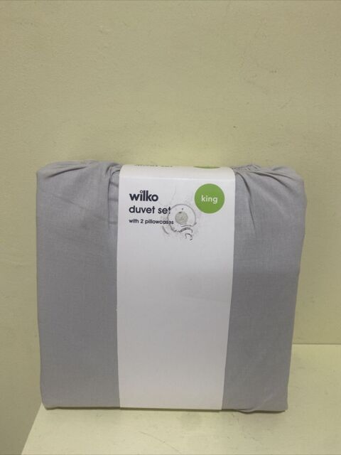Wilko Duvet Set Kingsize 230x220cm Silver With 2 Pillowcases
