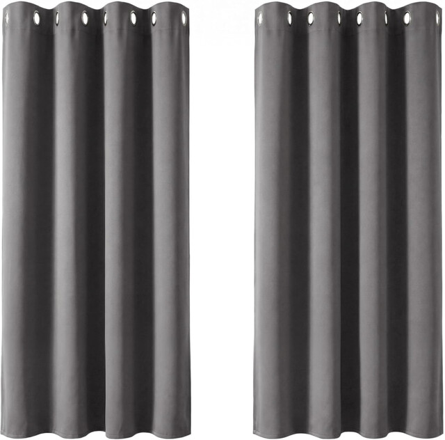 "Deconovo Grey Blackout Curtains 46x54"" Thermal Eyelet 2 Panels Light"