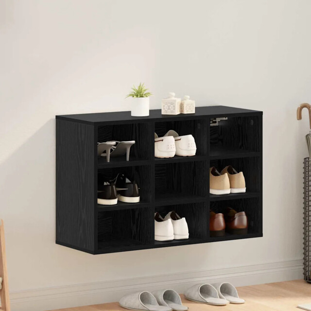 Shoe Cabinet Black Oak 77.5 X 30 X 51 Cm Engineered Wood Vidaxl