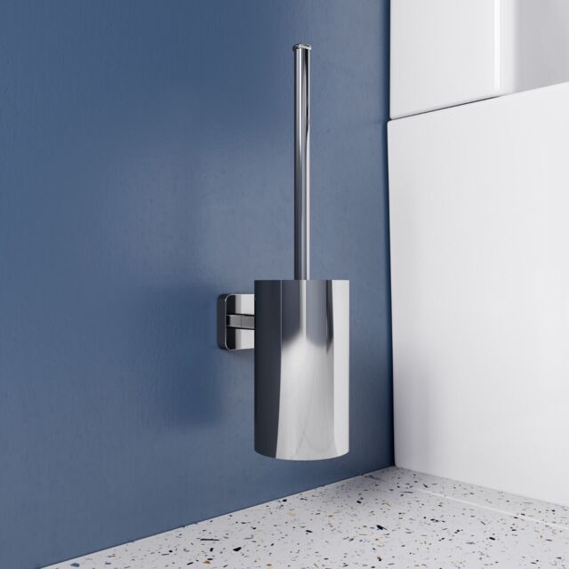 Croydex Flexi-fix Toilet Brush And Holder Set Chrome Wall Mounted -