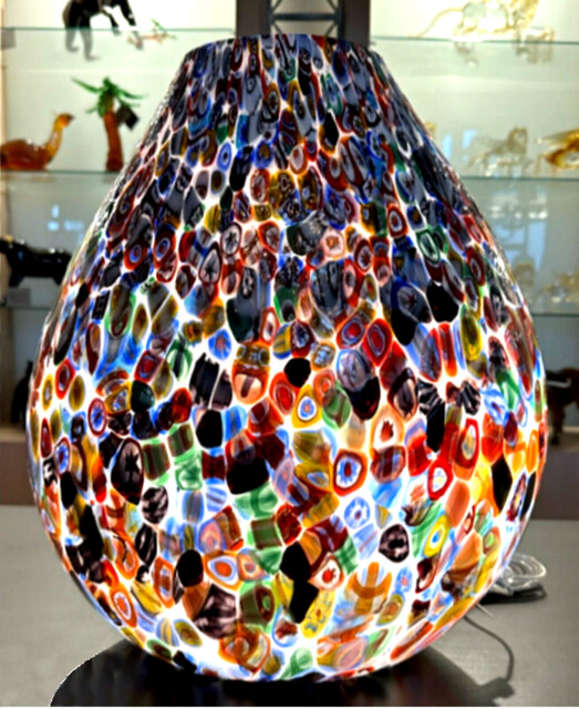 Modern Venetian Table Lamp In Murano Glass With Murrine Egg Design