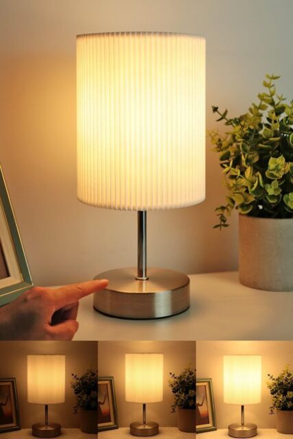 Hslighting Bedside Lamps, Touch Control Night Light With Metal